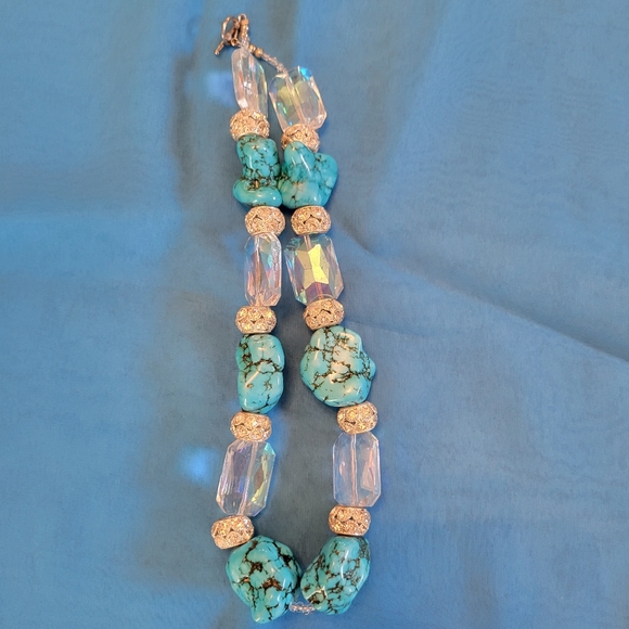 Stunning Beachy Glam Faux Turquoise & Sparkly Bauble Necklace ~ Wow! - Picture 11 of 16